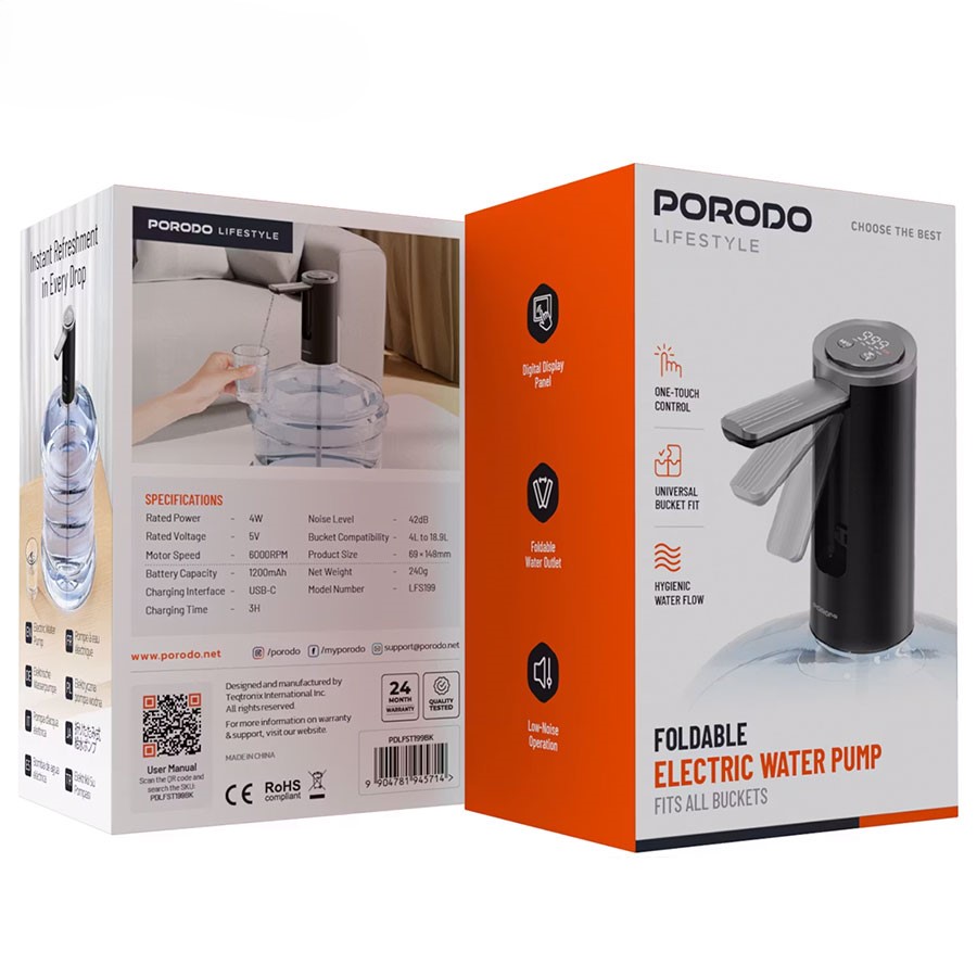 پمپ آب شارژی بطری پرودو مدلFoldable Electric Water Pump