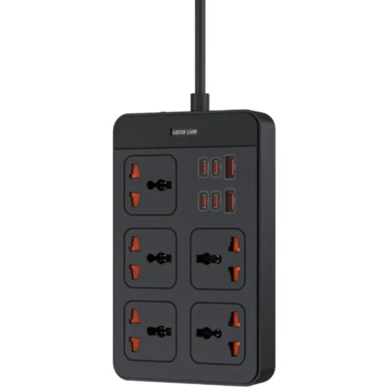 چندراهی برق گرین لاین GS500 ظرفیت ۵ عدد با کابل ۳ متر و شارژر PD