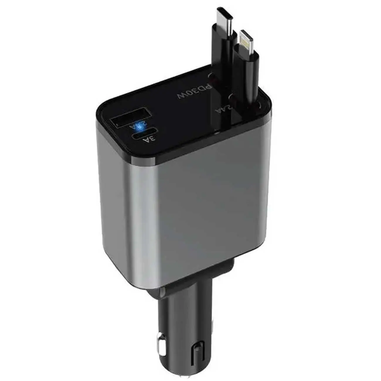 شارژر فندکی فست شارژ 50 وات گرین لاین Retractable 50W Car Charger
