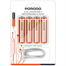 باتری قابل‌شارژ AA Porodo USB‑C مدل PDAA25RB
