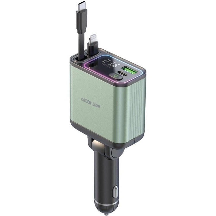 شارژر فندکی گرین لاین مدل Retractable 90W Car Charger